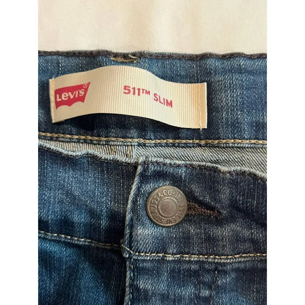 Levi Strauss Co 511 Slim‎ Fit Jeans Dark Wash Kids Size 14 Reg W27 L27